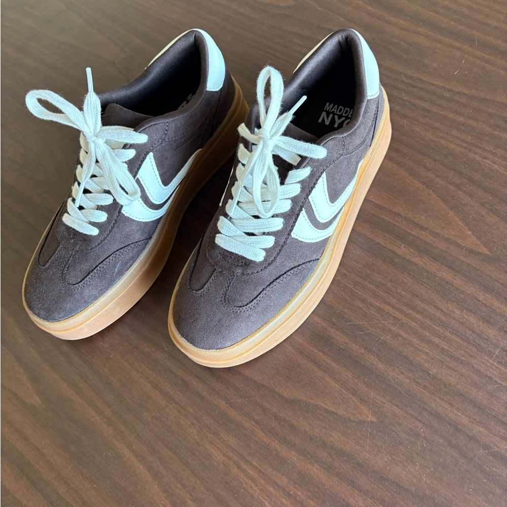 Madden NYC Gray Suede Sneakers with White Accents